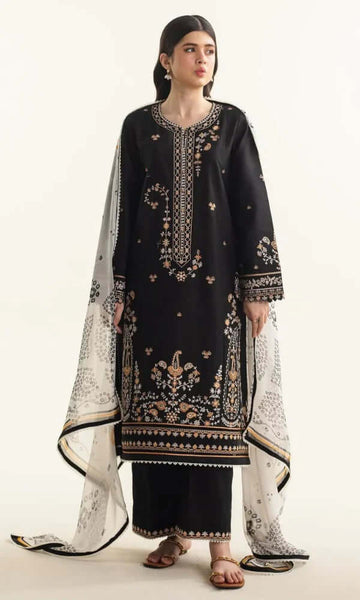 3 Piece Unstitched Heavy Embroidered Lawn Suit ( Printed Poly Lawn Dupatta )